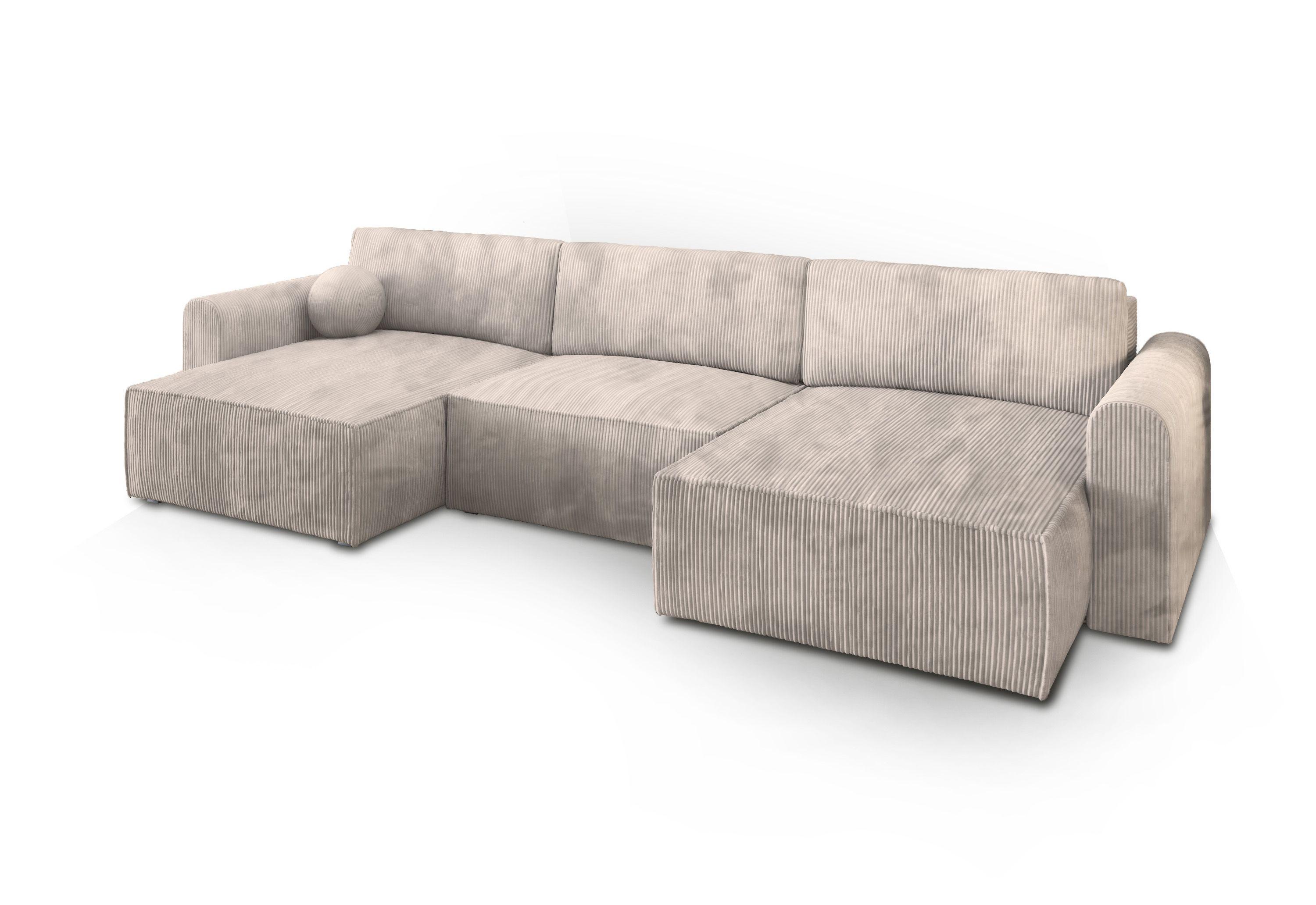 wohnli-moebel-suche-800000944918 Wohnli Möbelsuche - WOHNLANDSCHAFT FENTO P Creme Kordstoff mit Schlaffunktion
