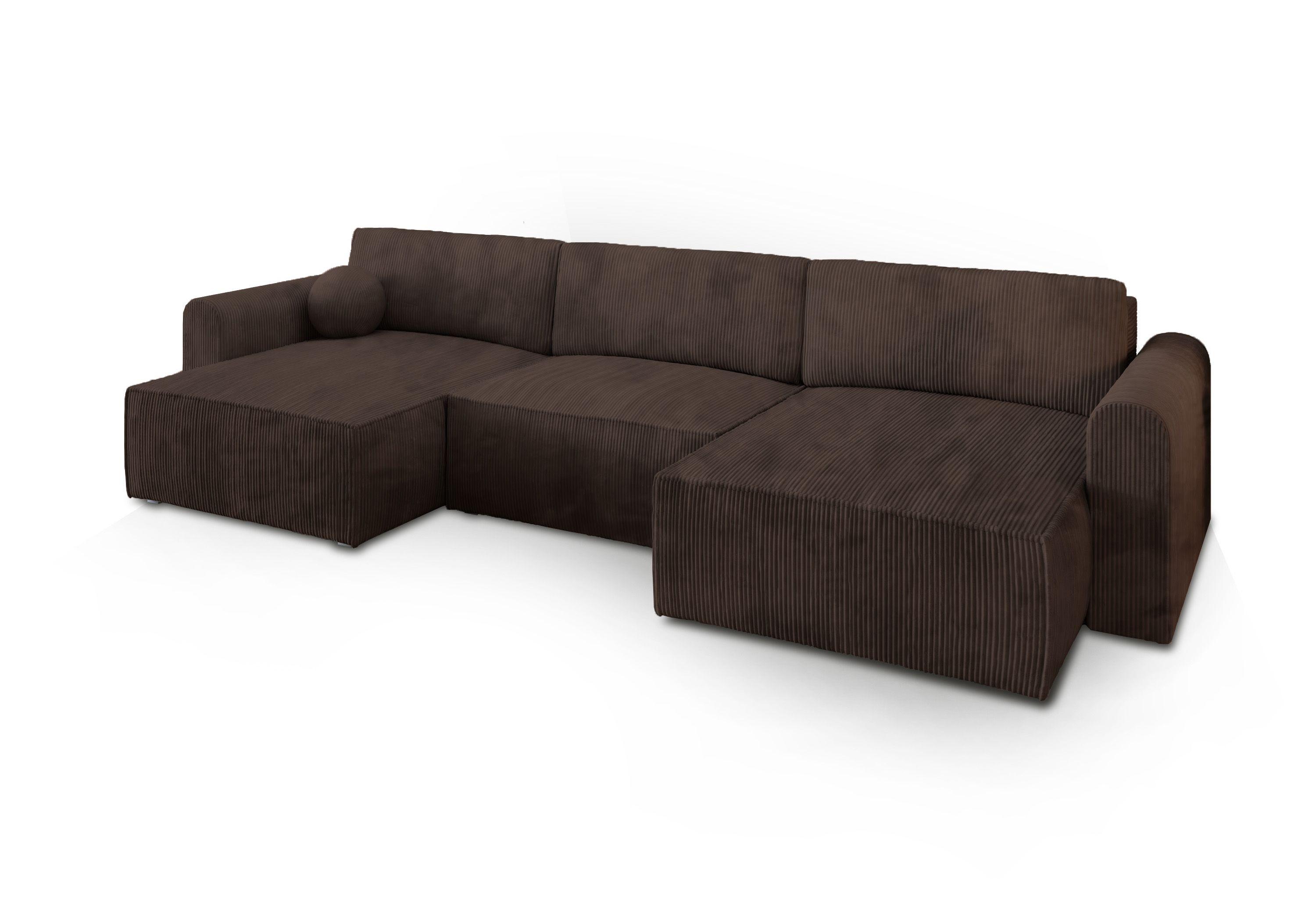 wohnli-moebel-suche-800000944953 Wohnli Möbelsuche - WOHNLANDSCHAFT FENTO P Braun Kordstoff mit Schlaffunktion