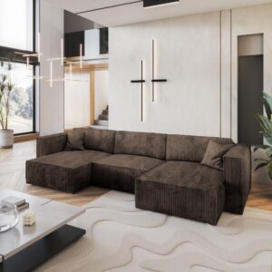 wohnli-moebel-suche-800000944966-1 WOHNLANDSCHAFT SARMO P Braun Kordstoff mit Schlaffunktion Textil MASSENO Möbel > Sofas & Couches > Wohnlandschaften > Wohnlandschaften U-Form Braun