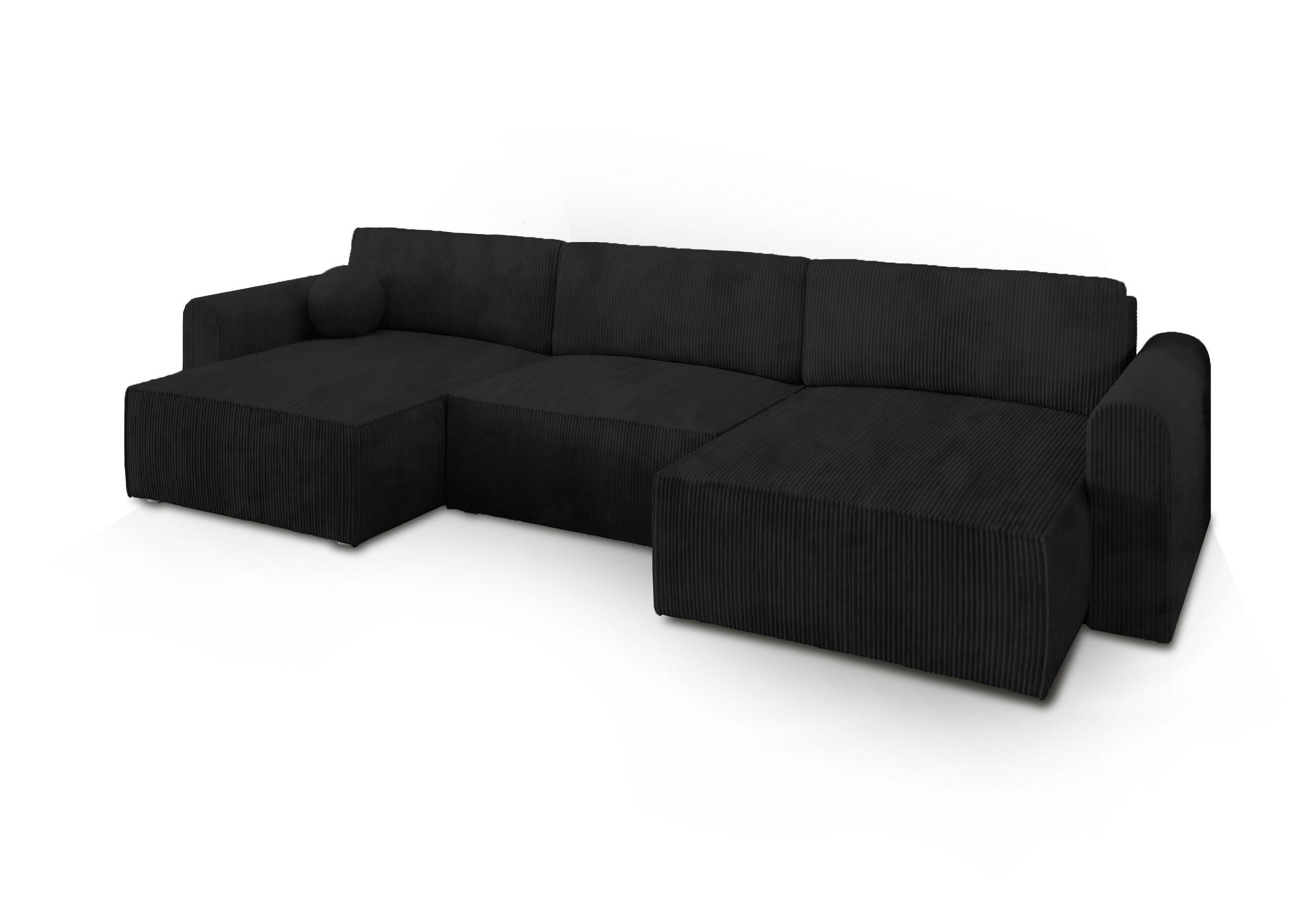 wohnli-moebel-suche-800000944967 Wohnli Möbelsuche - WOHNLANDSCHAFT FENTO P Schwarz Kordstoff mit Schlaffunktion