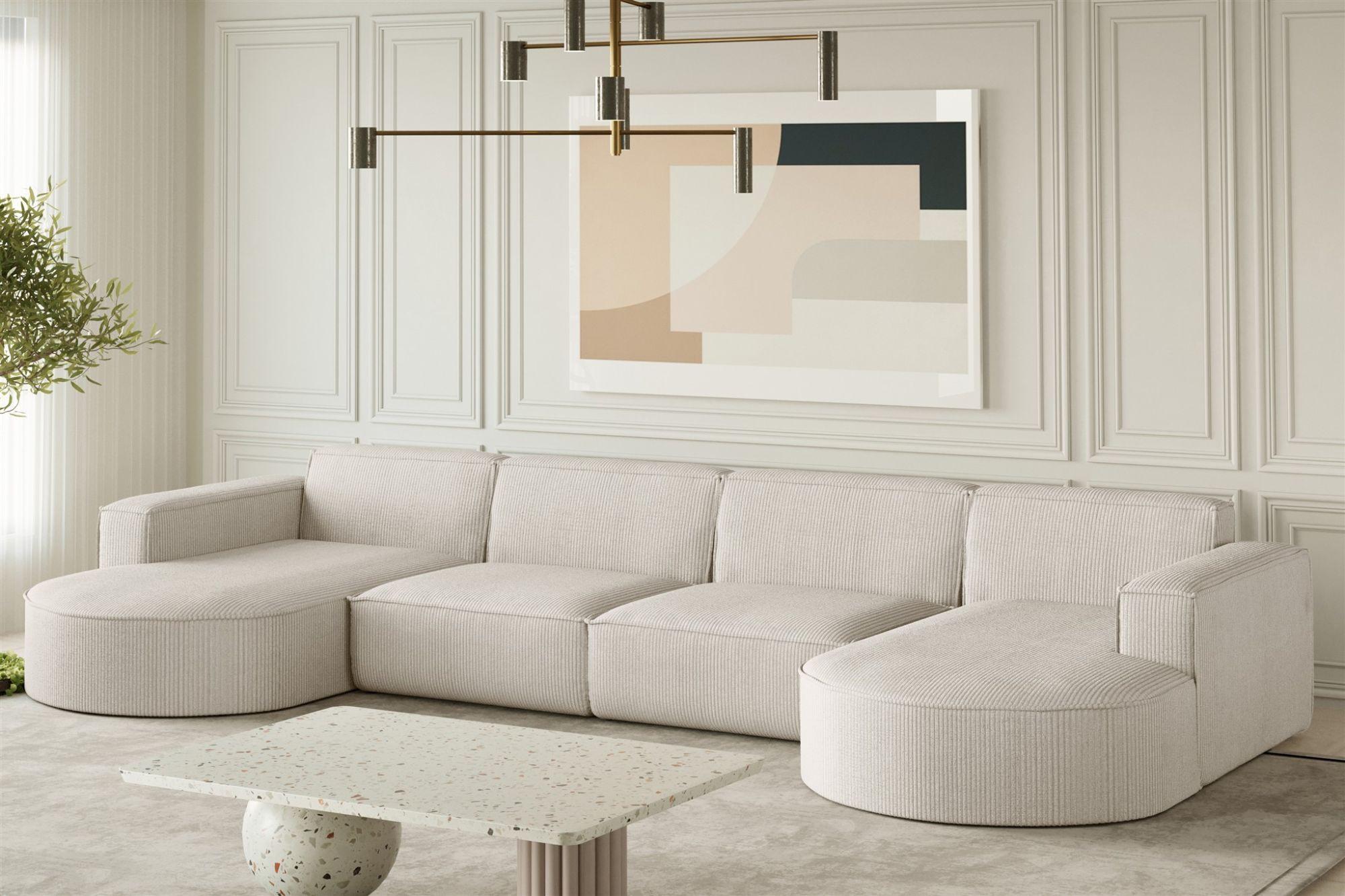 WOHNLANDSCHAFT Palma Xl Stoff Noel Textil Fun Möbel Möbel > Sofas & Couches > Wohnlandschaften > Wohnlandschaften U-Form Beige