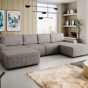 wohnli-moebel-suche-800000945681-1 WOHNLANDSCHAFT Bella XL Textil MIRJAN24 Möbel > Sofas & Couches > Wohnlandschaften > Wohnlandschaften U-Form Grau