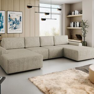 wohnli-moebel-suche-800000945684-1 WOHNLANDSCHAFT Bella XL Textil MIRJAN24 Möbel > Sofas & Couches > Wohnlandschaften > Wohnlandschaften U-Form Beige