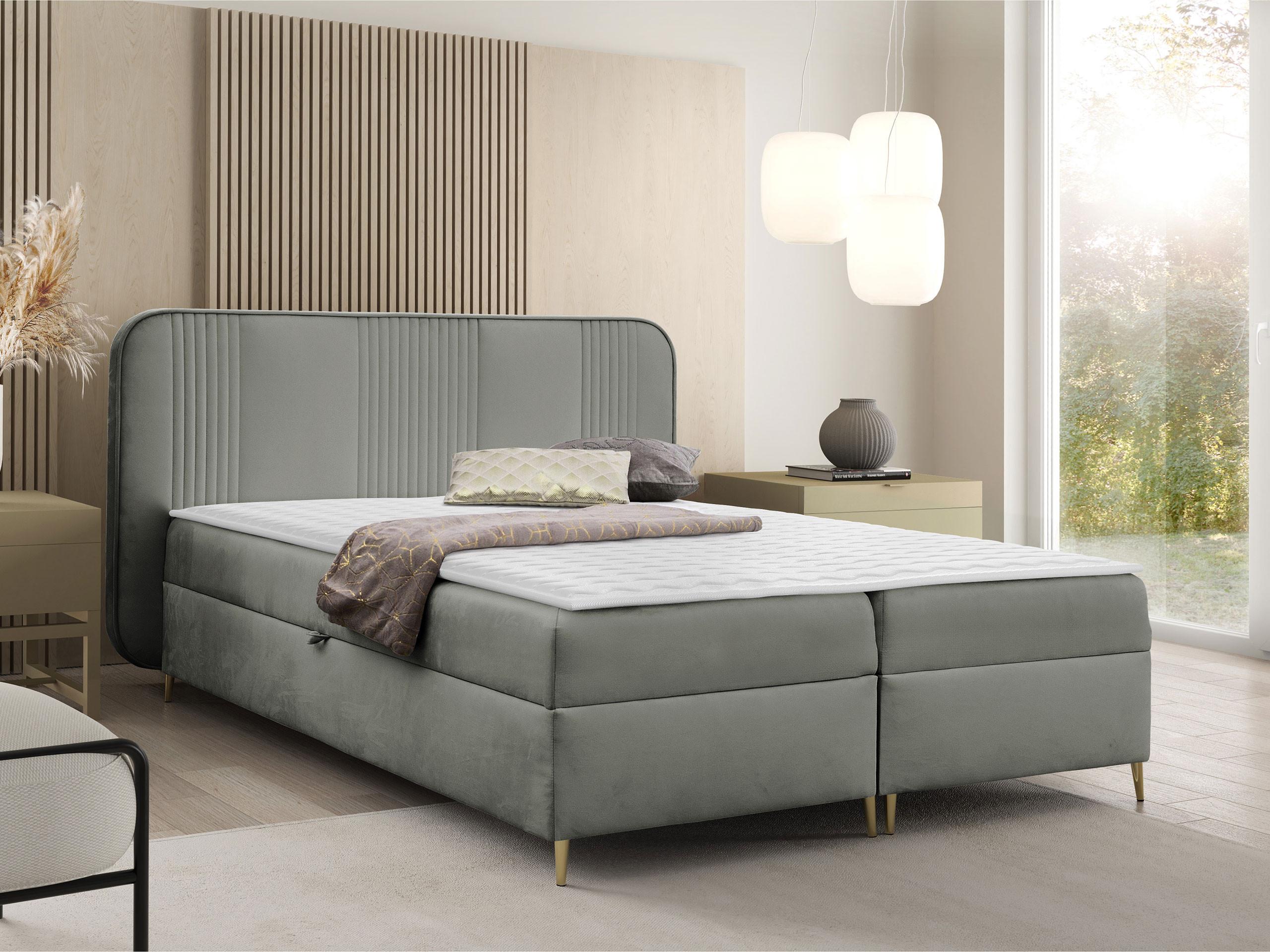BOXBETT Fandy - H3 Textil MIRJAN24 Möbel > Betten > Boxspringbetten Grau