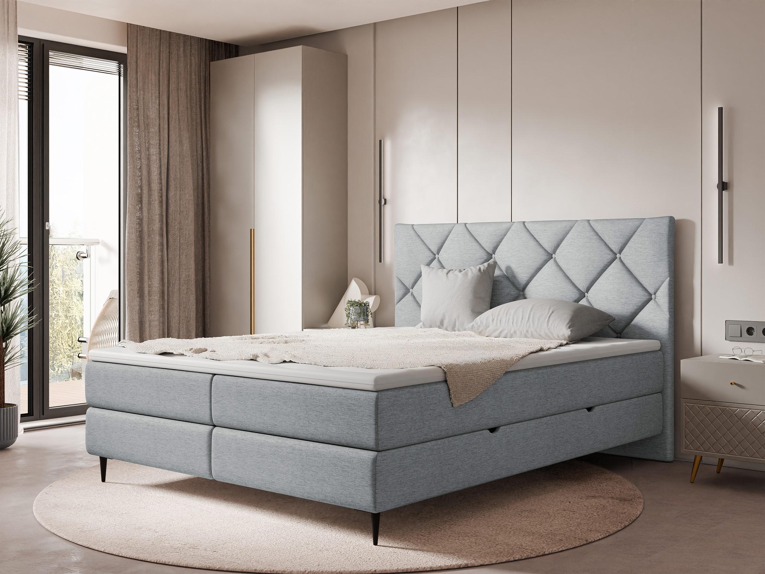 BOXBETT Letra - H3 Textil MIRJAN24 Möbel > Betten > Boxspringbetten Grau