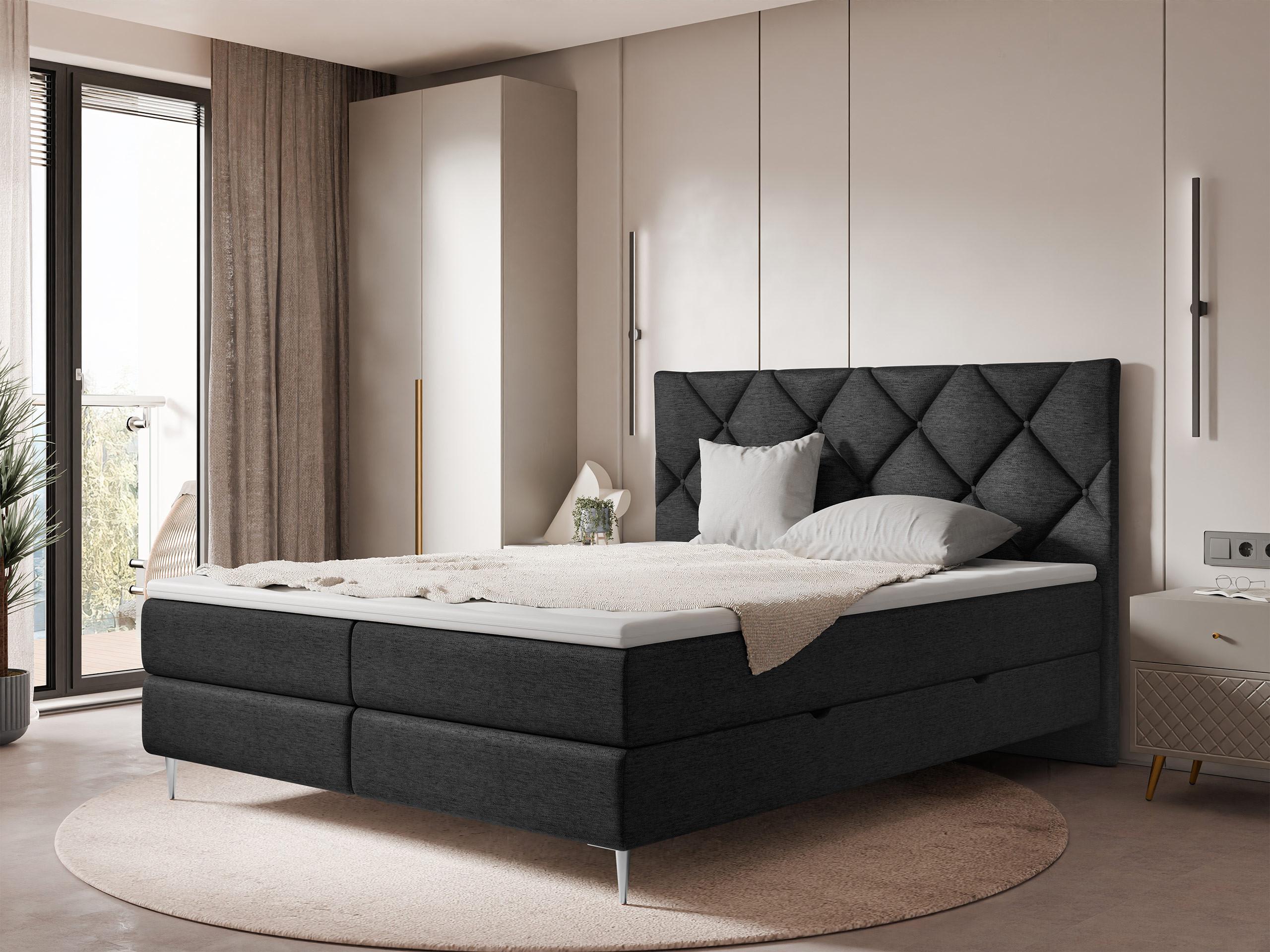BOXBETT Letra - H3 Textil MIRJAN24 Möbel > Betten > Boxspringbetten Schwarz