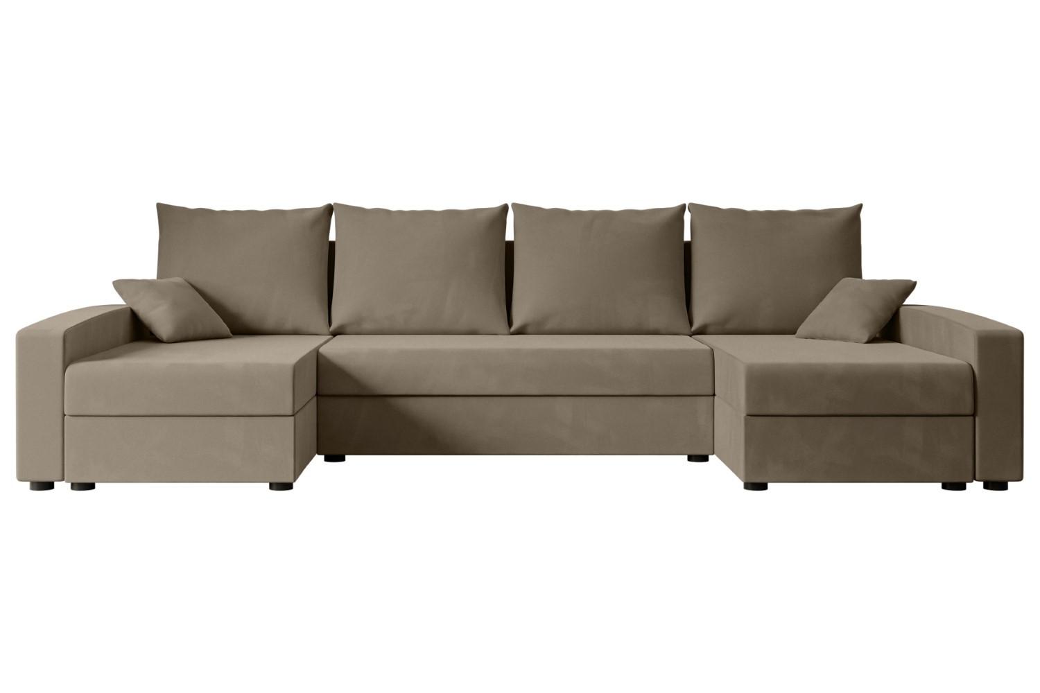 Wohnli Möbelsuche - WOHNLANDSCHAFT mit Schlaffunktion und Bettkasten ALESIA-U 301x140x90 cm Braun Velours