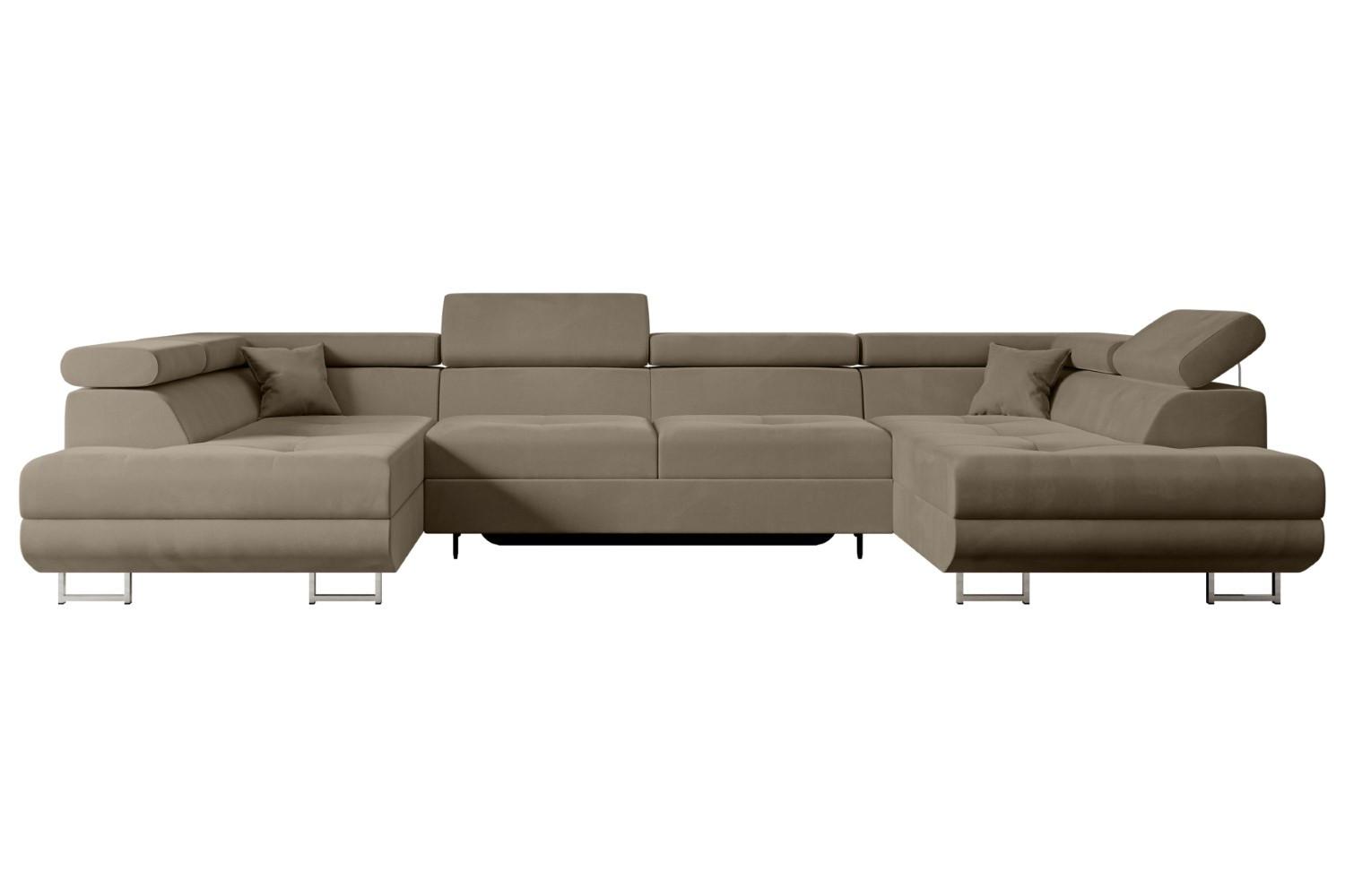 wohnli-moebel-suche-800000949328 Wohnli Möbelsuche - WOHNLANDSCHAFT mit Schlaffunktion und Bettkasten GUSA-U 342x202x107 cm Braun Velours