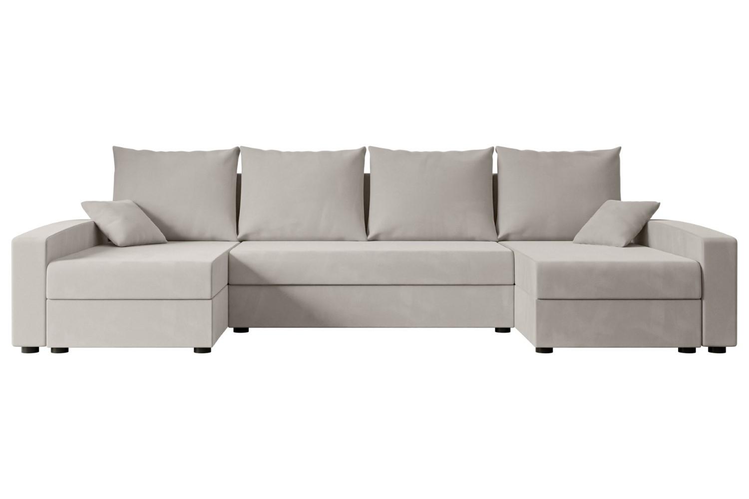 wohnli-moebel-suche-800000949331 Wohnli Möbelsuche - WOHNLANDSCHAFT mit Schlaffunktion und Bettkasten ALESIA-U 301x140x90 cm Hellbraun Velours