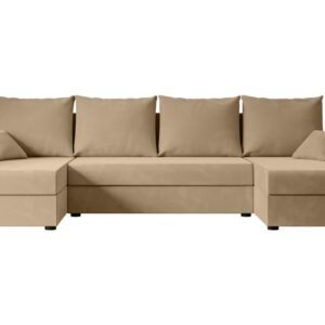 wohnli-moebel-suche-800000949336 Wohnli Möbelsuche - WOHNLANDSCHAFT mit Schlaffunktion und Bettkasten ALESIA-U 301x140x90 cm Beige Velours
