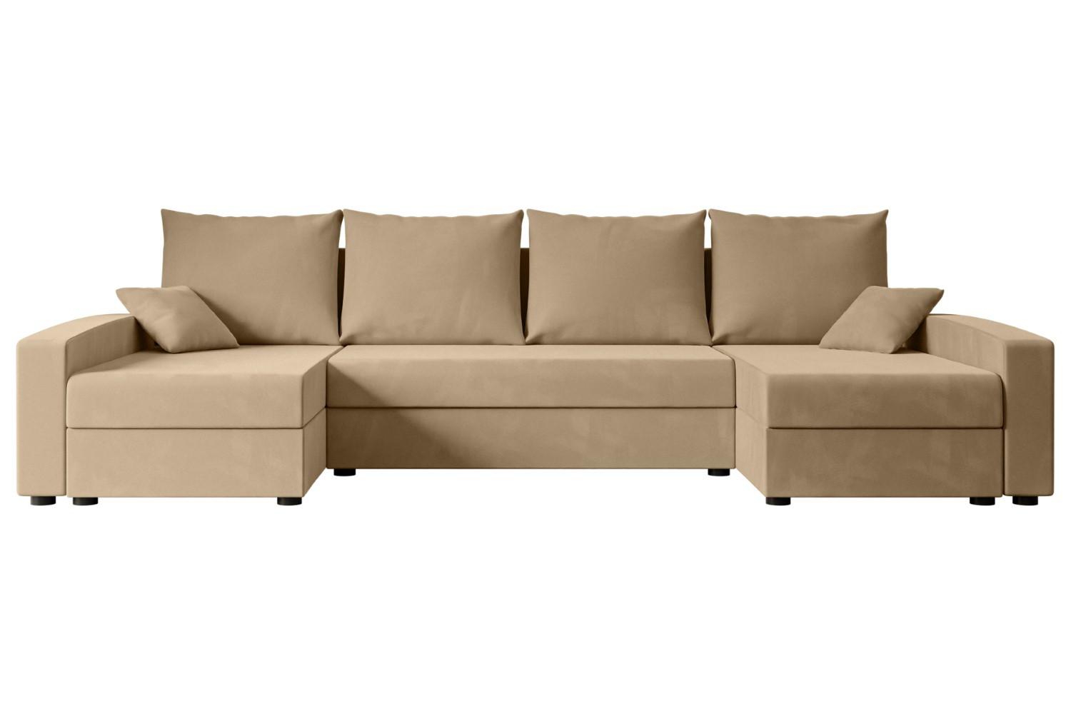 wohnli-moebel-suche-800000949336 Wohnli Möbelsuche - WOHNLANDSCHAFT mit Schlaffunktion und Bettkasten ALESIA-U 301x140x90 cm Beige Velours