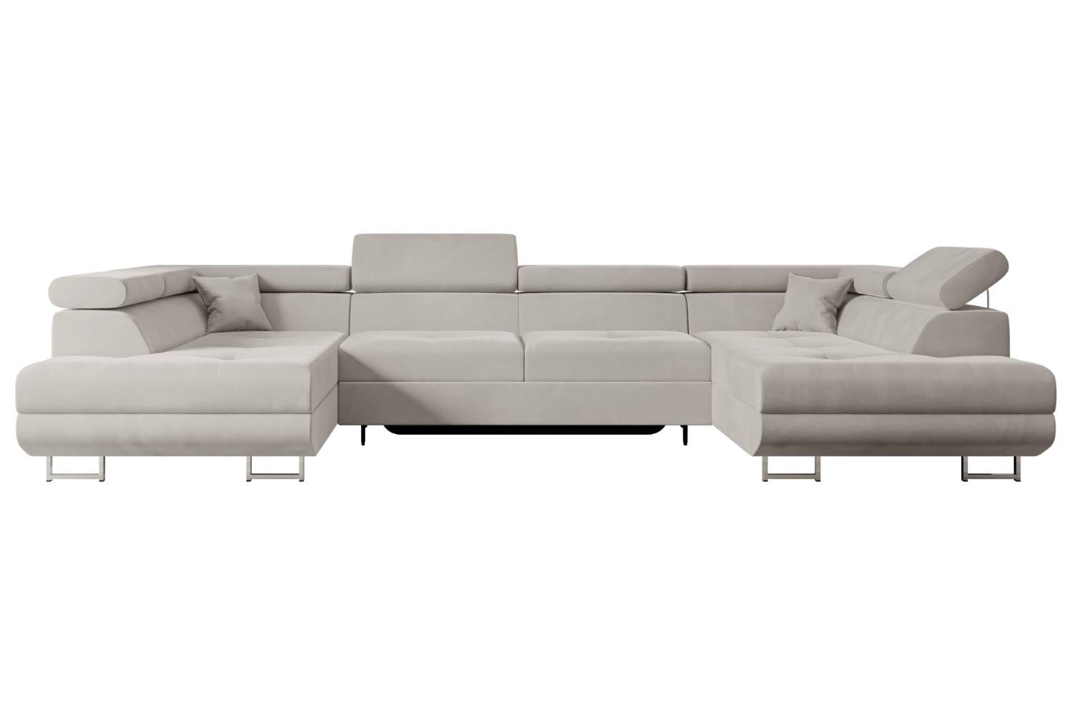 wohnli-moebel-suche-800000949342 Wohnli Möbelsuche - WOHNLANDSCHAFT mit Schlaffunktion und Bettkasten GUSA-U 342x202x107 cm Hellbraun Velours