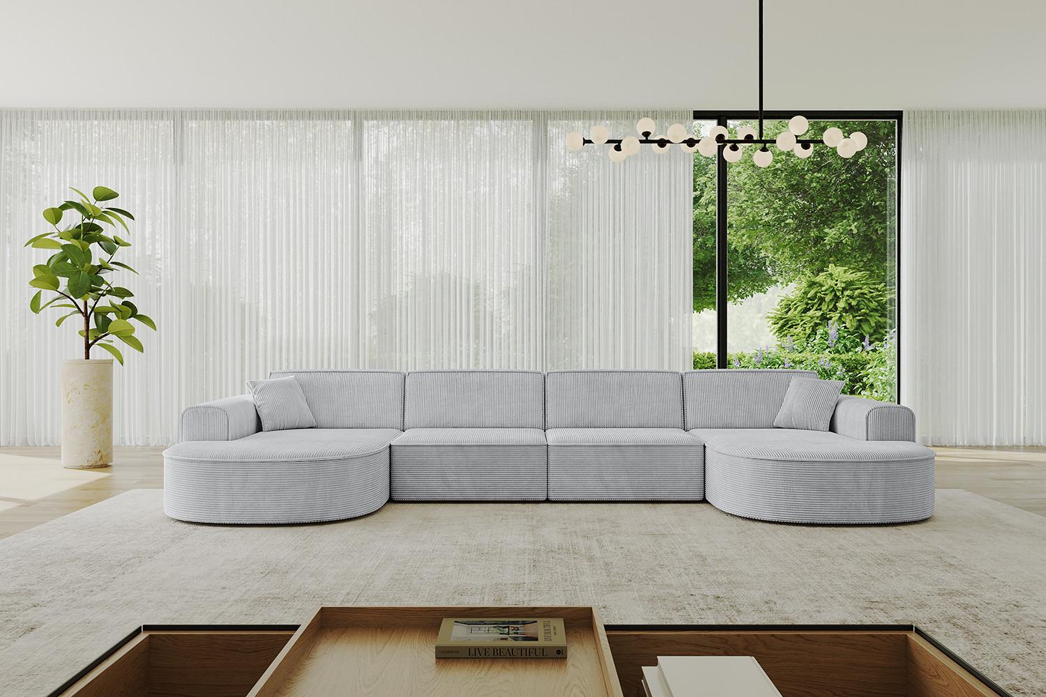 wohnli-moebel-suche-800000949356-1 WOHNLANDSCHAFT MARI-U2 - 388x171x79 cm Grau Cord Textil ALTDECOR Möbel > Sofas & Couches > Wohnlandschaften > Wohnlandschaften U-Form Grau