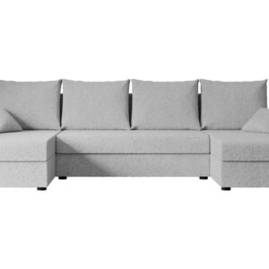 Wohnli Möbelsuche - WOHNLANDSCHAFT mit Schlaffunktion und Bettkasten ALESIA-U 301x140x90 cm Grau Bouclé