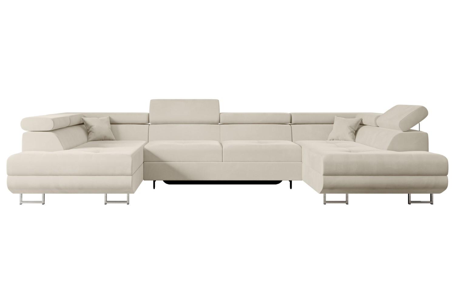 wohnli-moebel-suche-800000949361 Wohnli Möbelsuche - WOHNLANDSCHAFT mit Schlaffunktion und Bettkasten GUSA-U 342x202x107 cm Beige Velours