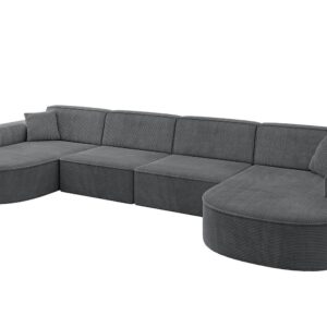 Wohnli Möbelsuche - WOHNLANDSCHAFT MARI-U2 - 388x171x79 cm Dunkelgrau Cord