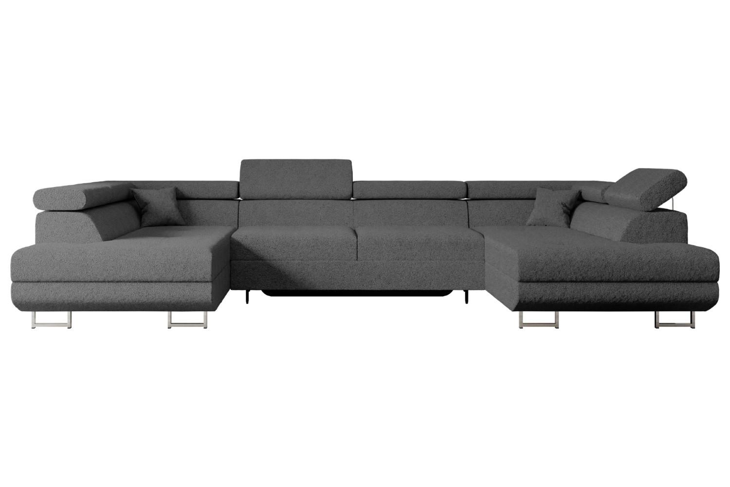 wohnli-moebel-suche-800000949375 Wohnli Möbelsuche - WOHNLANDSCHAFT mit Schlaffunktion und Bettkasten GUSA-U 342x202x107 cm Grau Bouclé