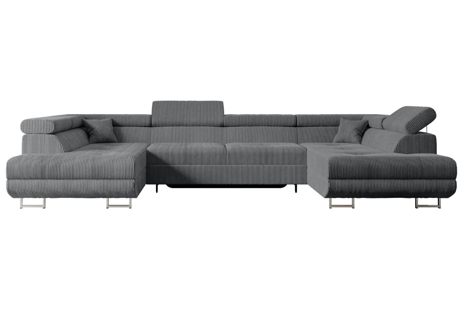 wohnli-moebel-suche-800000949376 Wohnli Möbelsuche - WOHNLANDSCHAFT mit Schlaffunktion und Bettkasten GUSA-U 342x202x107 cm Duneklgrau Cord