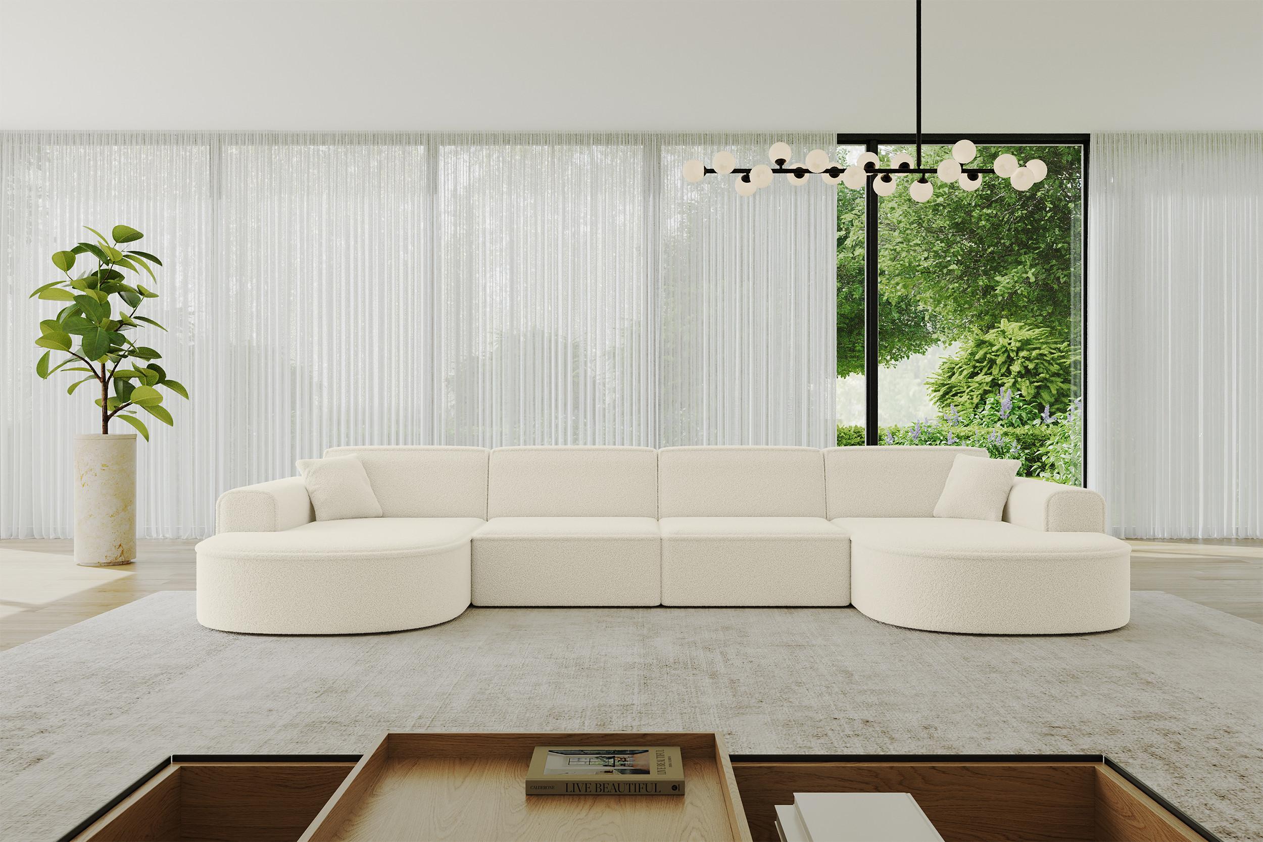 wohnli-moebel-suche-800000949377-1 WOHNLANDSCHAFT MARI-U2 - 388x171x79 cm Beige Bouclé Textil ALTDECOR Möbel > Sofas & Couches > Wohnlandschaften > Wohnlandschaften U-Form Beige