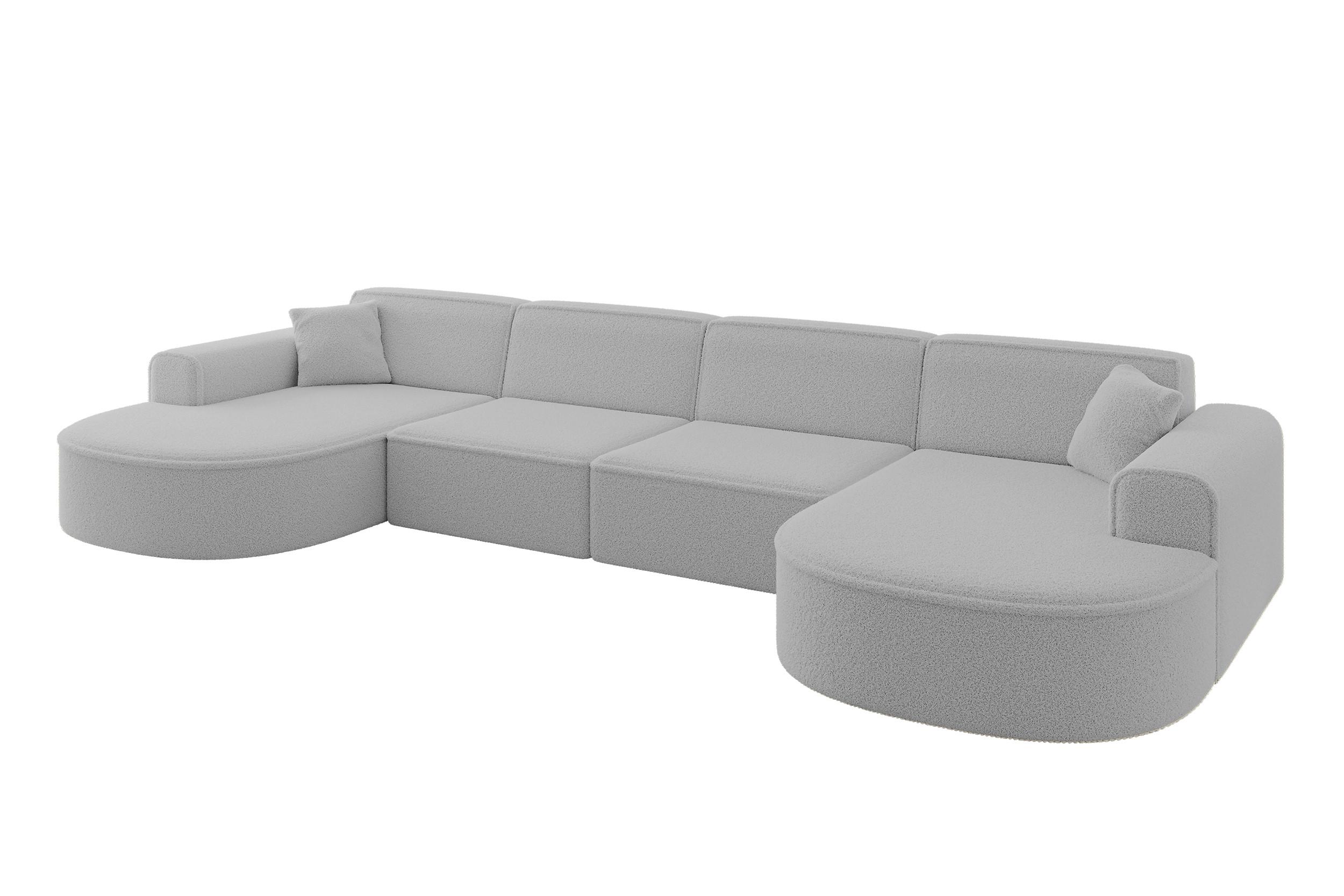 wohnli-moebel-suche-800000949381 Wohnli Möbelsuche - WOHNLANDSCHAFT MARI-U2 - 388x171x79 cm Hellgrau Bouclé