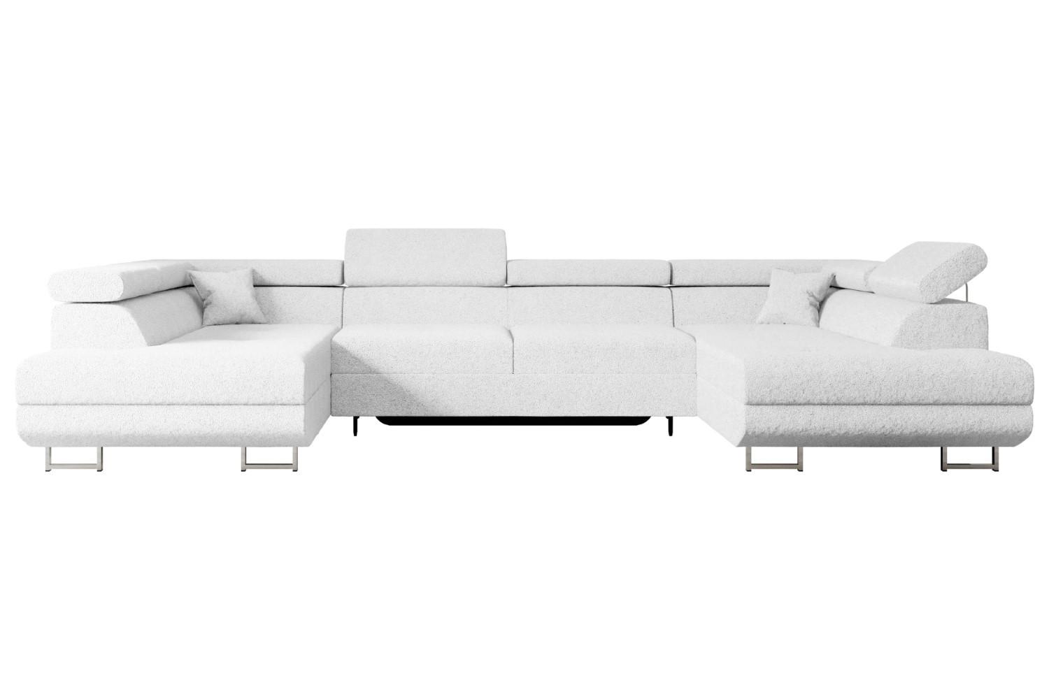 wohnli-moebel-suche-800000949383 Wohnli Möbelsuche - WOHNLANDSCHAFT mit Schlaffunktion und Bettkasten GUSA-U 342x202x107 cm Weiß Bouclé