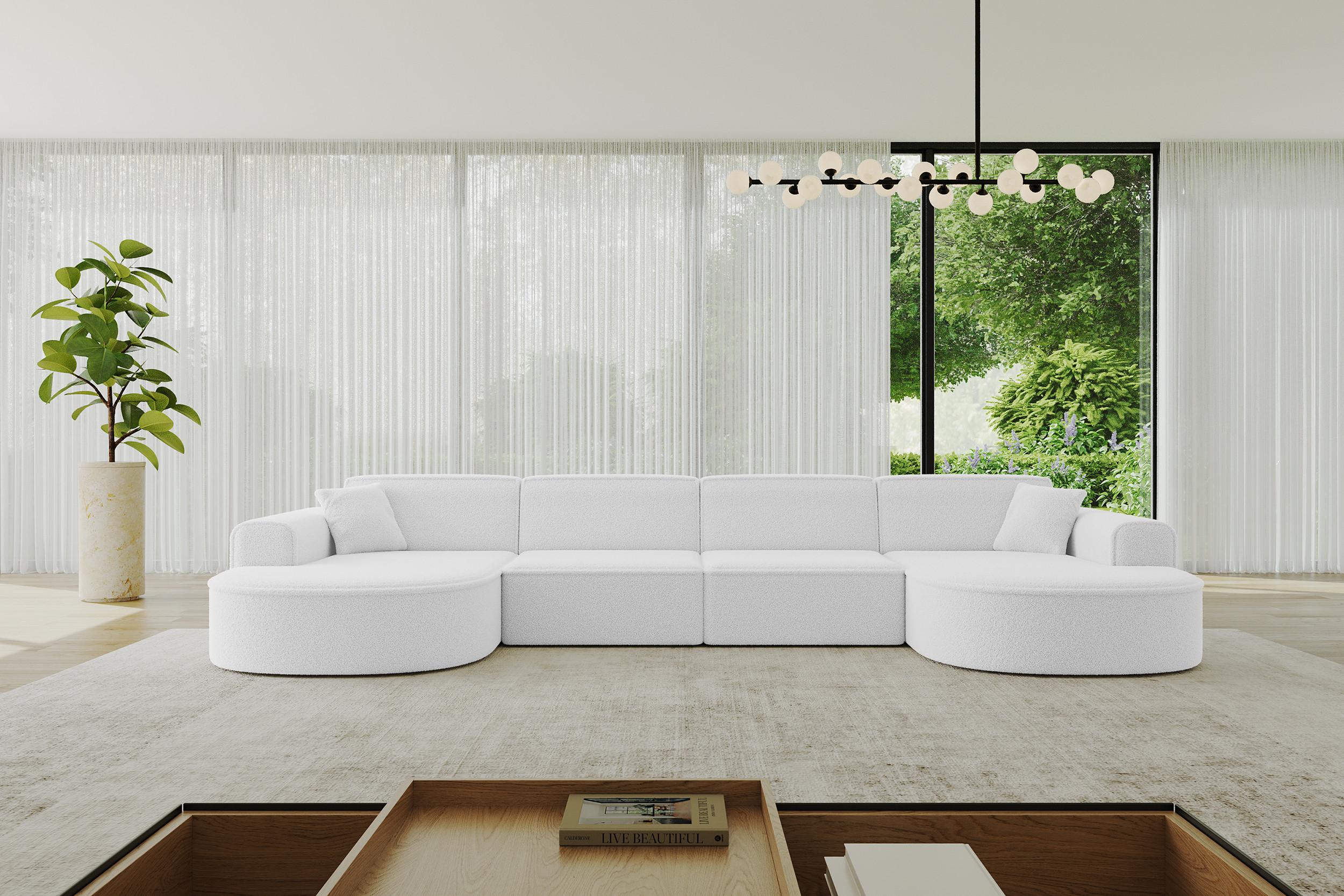 wohnli-moebel-suche-800000949387-1 WOHNLANDSCHAFT MARI-U2 - 388x171x79 cm Weiß Bouclé Textil ALTDECOR Möbel > Sofas & Couches > Wohnlandschaften > Wohnlandschaften U-Form Weiß