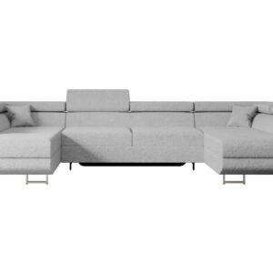 wohnli-moebel-suche-800000949388 Wohnli Möbelsuche - WOHNLANDSCHAFT mit Schlaffunktion und Bettkasten GUSA-U 342x202x107 cm Hellgrau Bouclé