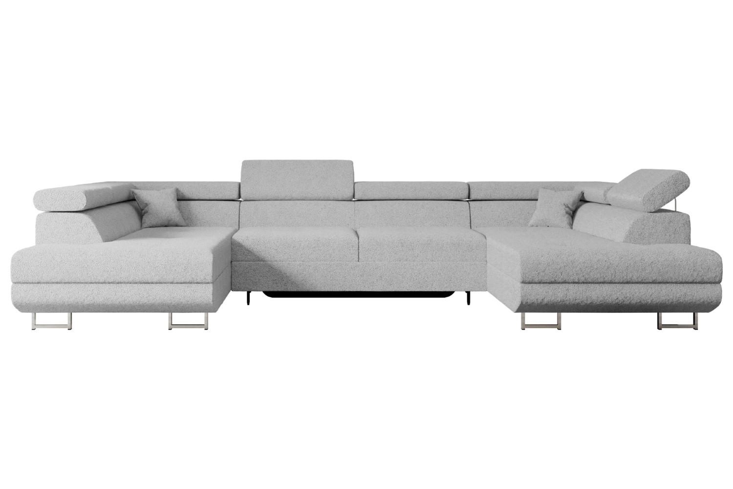 wohnli-moebel-suche-800000949388 Wohnli Möbelsuche - WOHNLANDSCHAFT mit Schlaffunktion und Bettkasten GUSA-U 342x202x107 cm Hellgrau Bouclé
