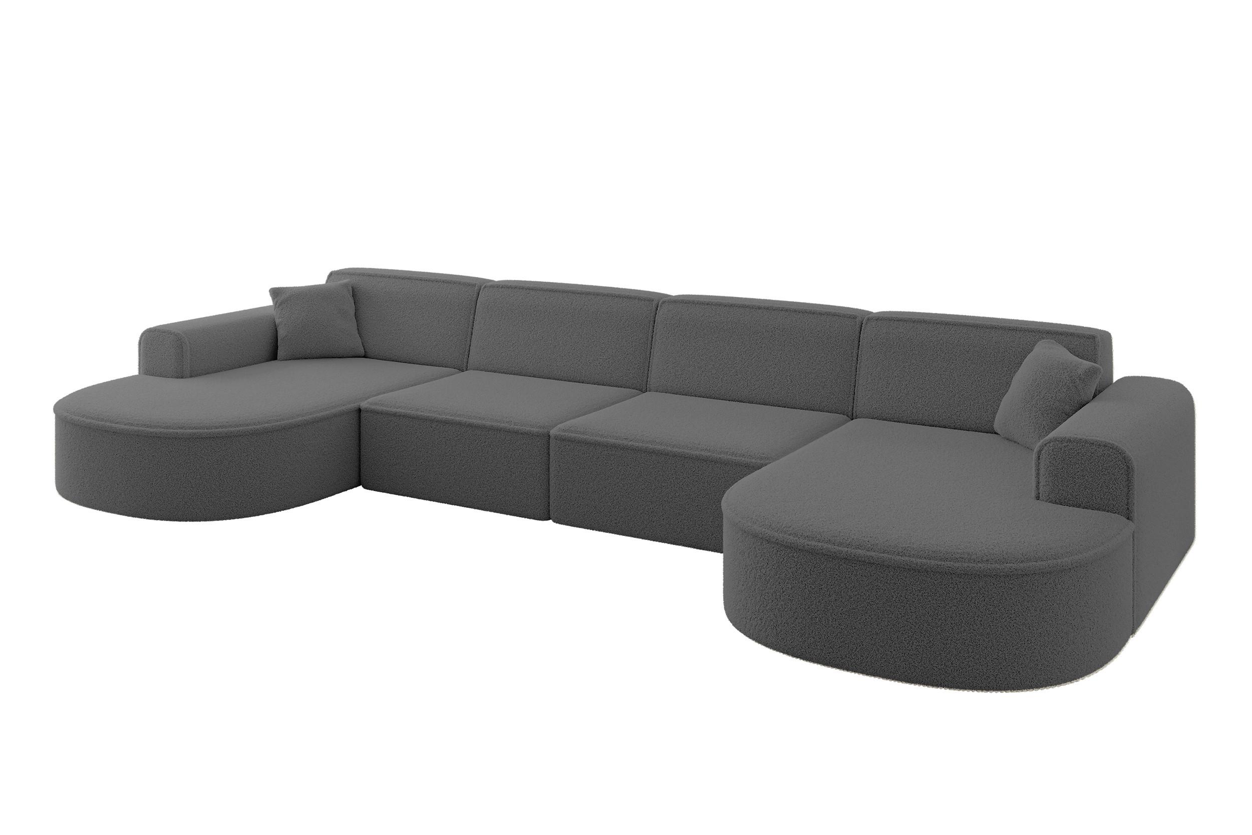 Wohnli Möbelsuche - WOHNLANDSCHAFT MARI-U2 - 388x171x79 cm Grau Bouclé