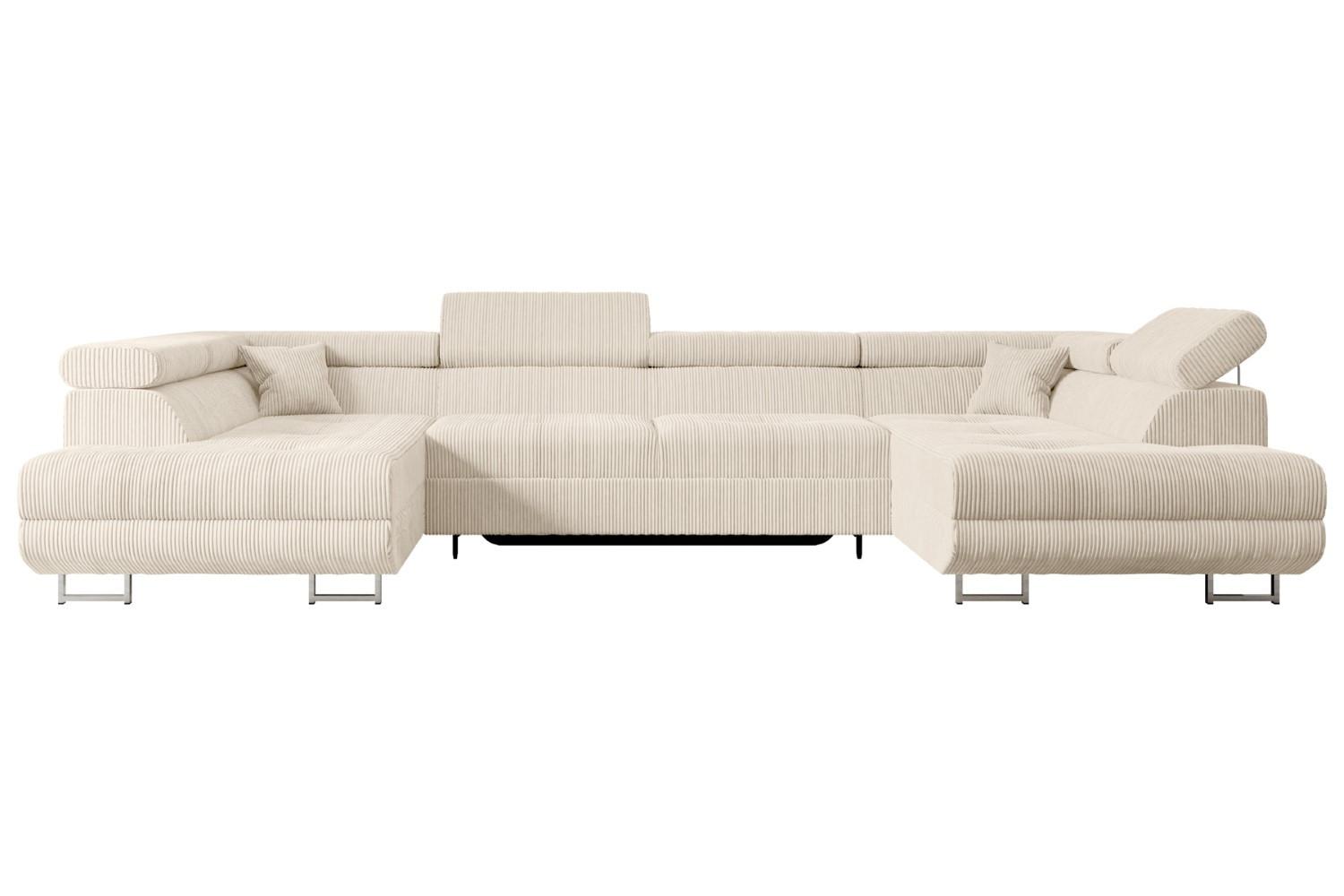 Wohnli Möbelsuche - WOHNLANDSCHAFT mit Schlaffunktion und Bettkasten GUSA-U 342x202x107 cm Beige Cord