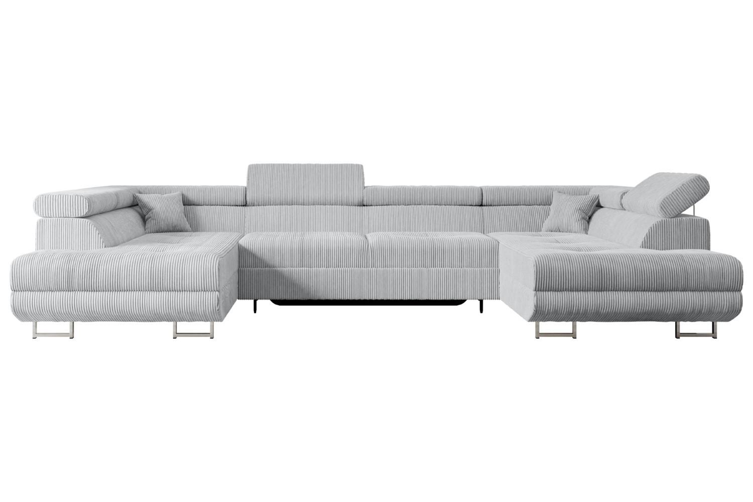 Wohnli Möbelsuche - WOHNLANDSCHAFT mit Schlaffunktion und Bettkasten GUSA-U 342x202x107 cm Grau Cord