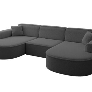 Wohnli Möbelsuche - WOHNLANDSCHAFT MARI-U1 - 303x171x79 cm Grau Bouclé