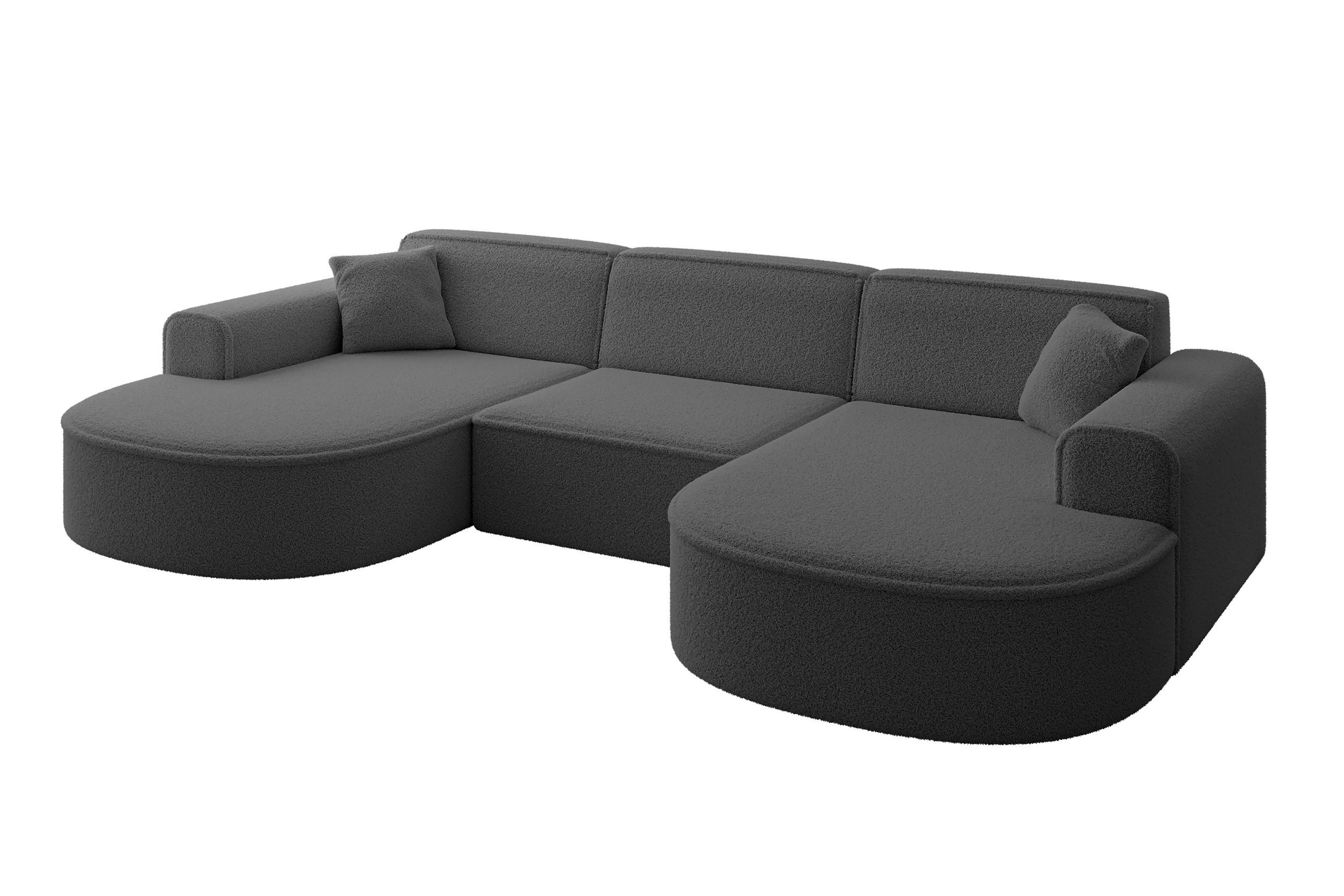 Wohnli Möbelsuche - WOHNLANDSCHAFT MARI-U1 - 303x171x79 cm Grau Bouclé