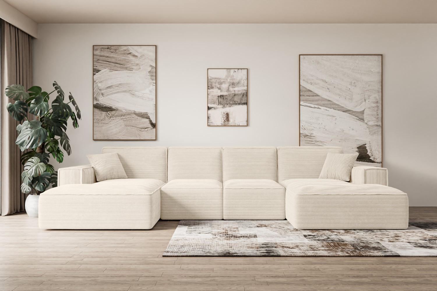 WOHNLANDSCHAFT SIERRA-U - 349x169x80 cm Beige Cord Textil ALTDECOR Möbel > Sofas & Couches > Wohnlandschaften > Wohnlandschaften U-Form Beige