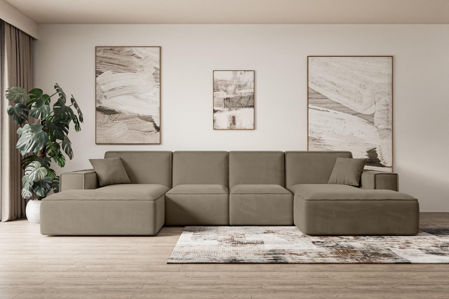 wohnli-moebel-suche-800000949955-1 WOHNLANDSCHAFT SIERRA-U - 349x169x80 cm Braun Velours Textil ALTDECOR Möbel > Sofas & Couches > Wohnlandschaften > Wohnlandschaften U-Form Braun