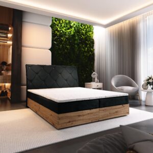 wohnli-moebel-suche-800000953343-1 BOXBETT VELLANO 180x200 cm mit Matratze und Topper - Schwarz Holz MASSENO Möbel > Betten > Boxspringbetten Schwarz
