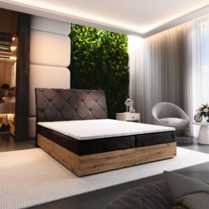 wohnli-moebel-suche-800000953352-1 BOXBETT VELLANO 160x200 cm mit Matratze und Topper - Braun Holz MASSENO Möbel > Betten > Boxspringbetten Braun