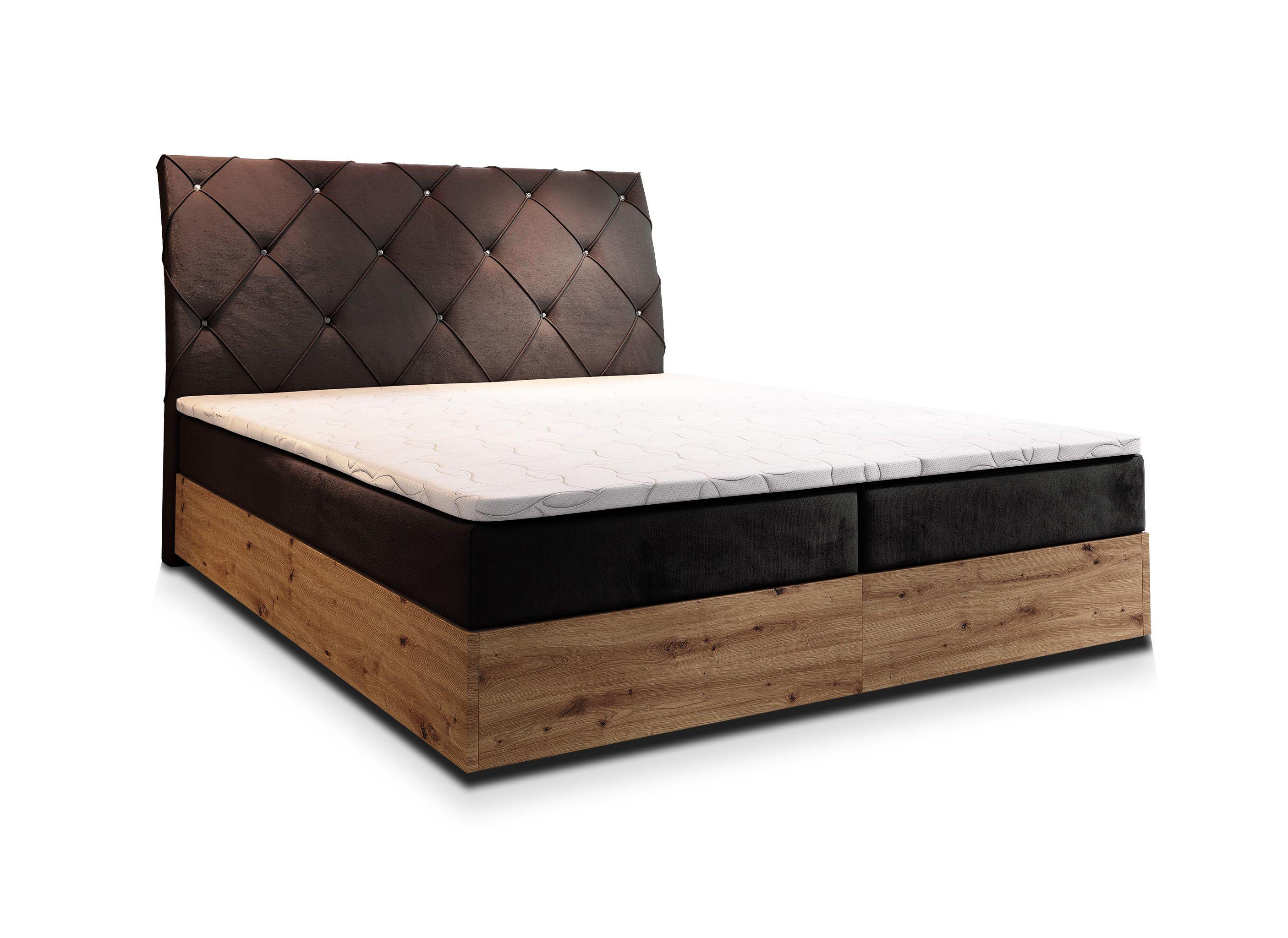 Wohnli Möbelsuche - BOXBETT VELLANO 160x200 cm mit Matratze und Topper - Braun