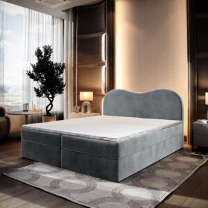 wohnli-moebel-suche-800000953353-1 BOXBETT FLUVIA M 180x200 cm mit Matratze und Topper - Grau Holz MASSENO Möbel > Betten > Boxspringbetten Grau