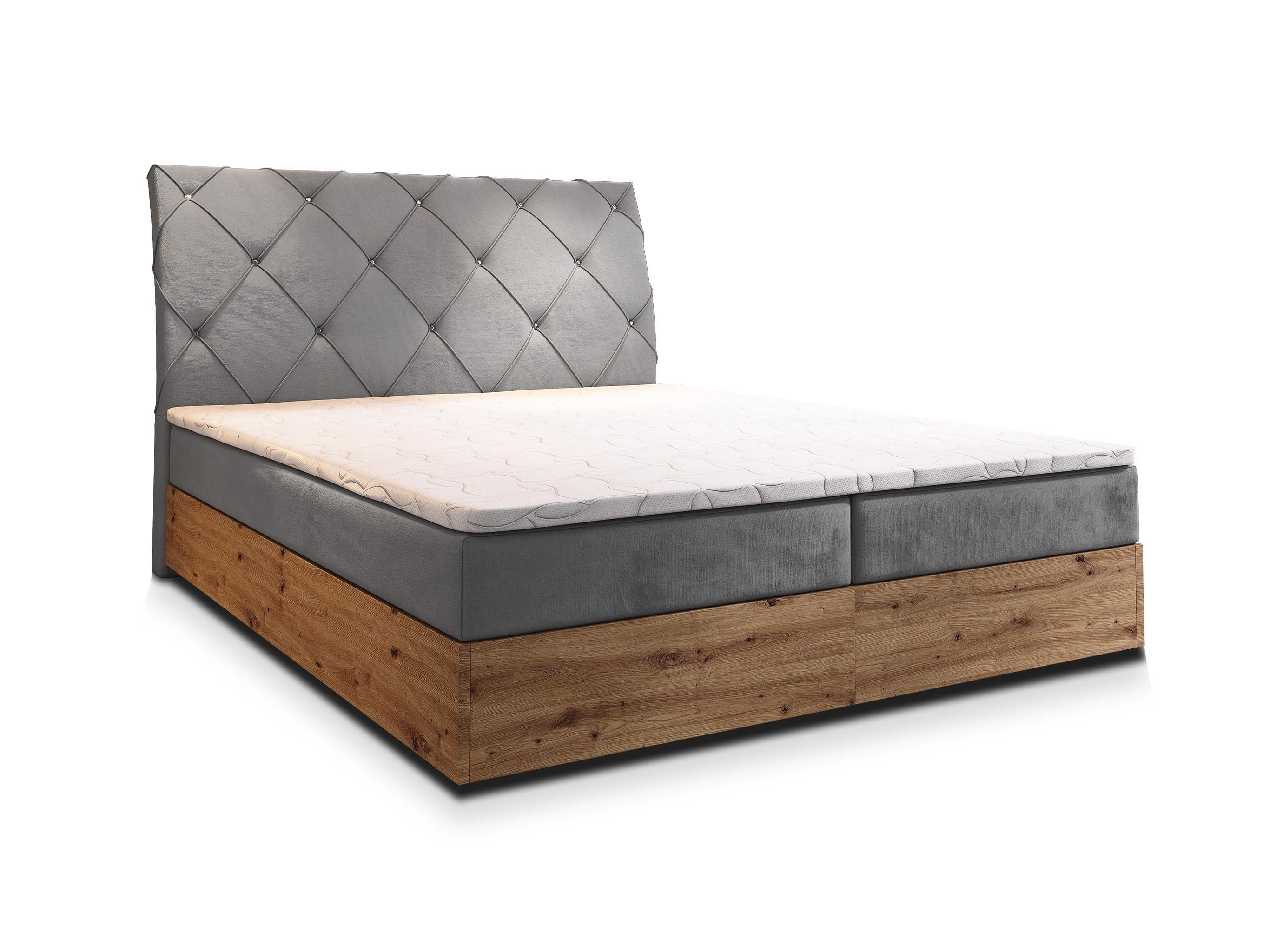 Wohnli Möbelsuche - BOXBETT VELLANO 140x200 cm mit Matratze und Topper - Hellgrau