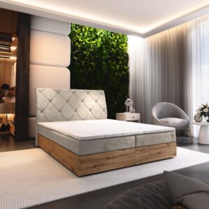 wohnli-moebel-suche-800000953372-1 BOXBETT VELLANO 160x200 cm mit Matratze und Topper - Beige Holz MASSENO Möbel > Betten > Boxspringbetten Beige