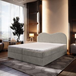 wohnli-moebel-suche-800000953380-1 BOXBETT FLUVIA N 180x200 cm mit Matratze und Topper - Hellgrau Holz MASSENO Möbel > Betten > Boxspringbetten Grau