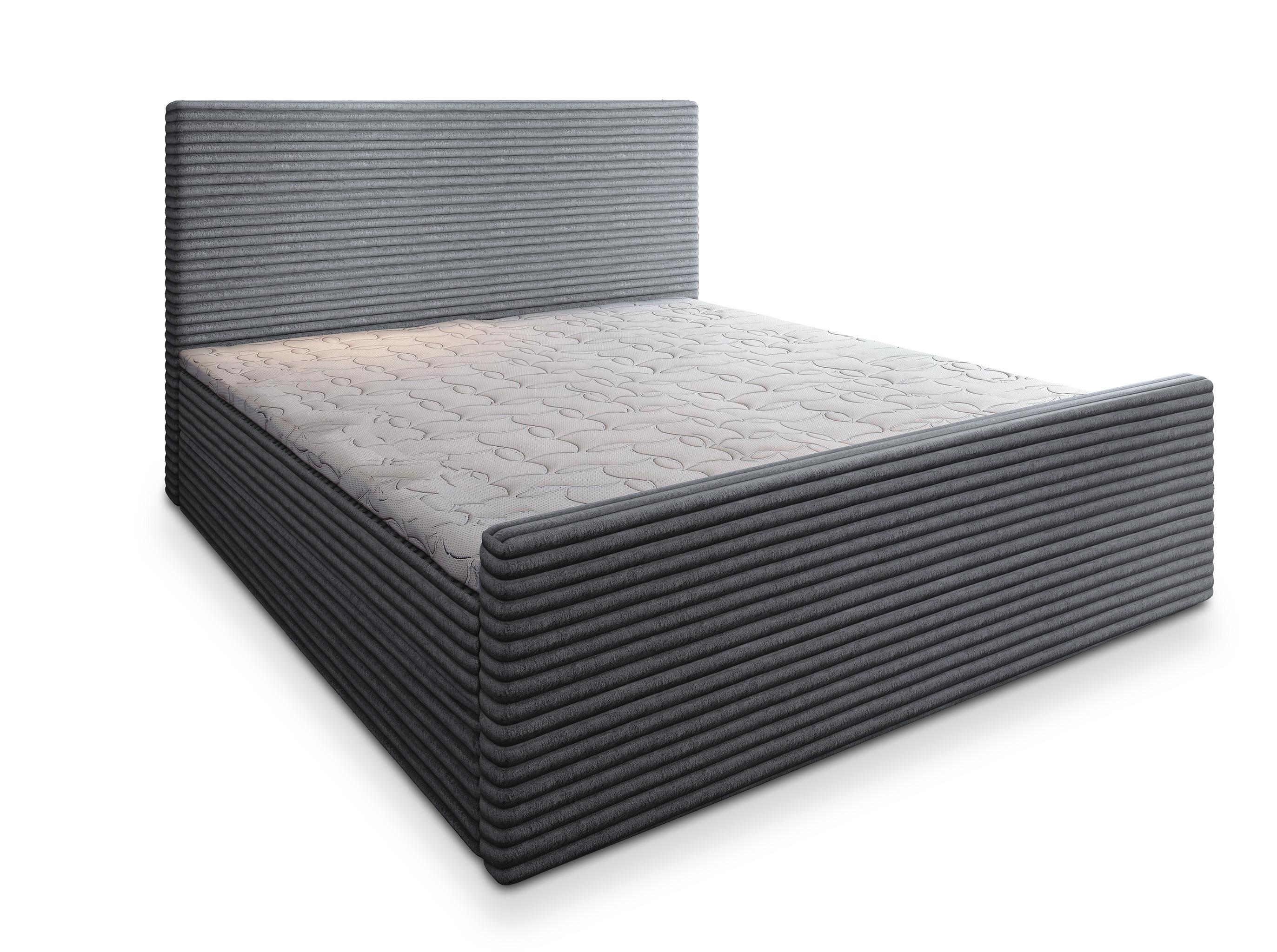 Wohnli Möbelsuche - BOXBETT BRENTO 160x200 cm mit Matratze und Topper - Grau
