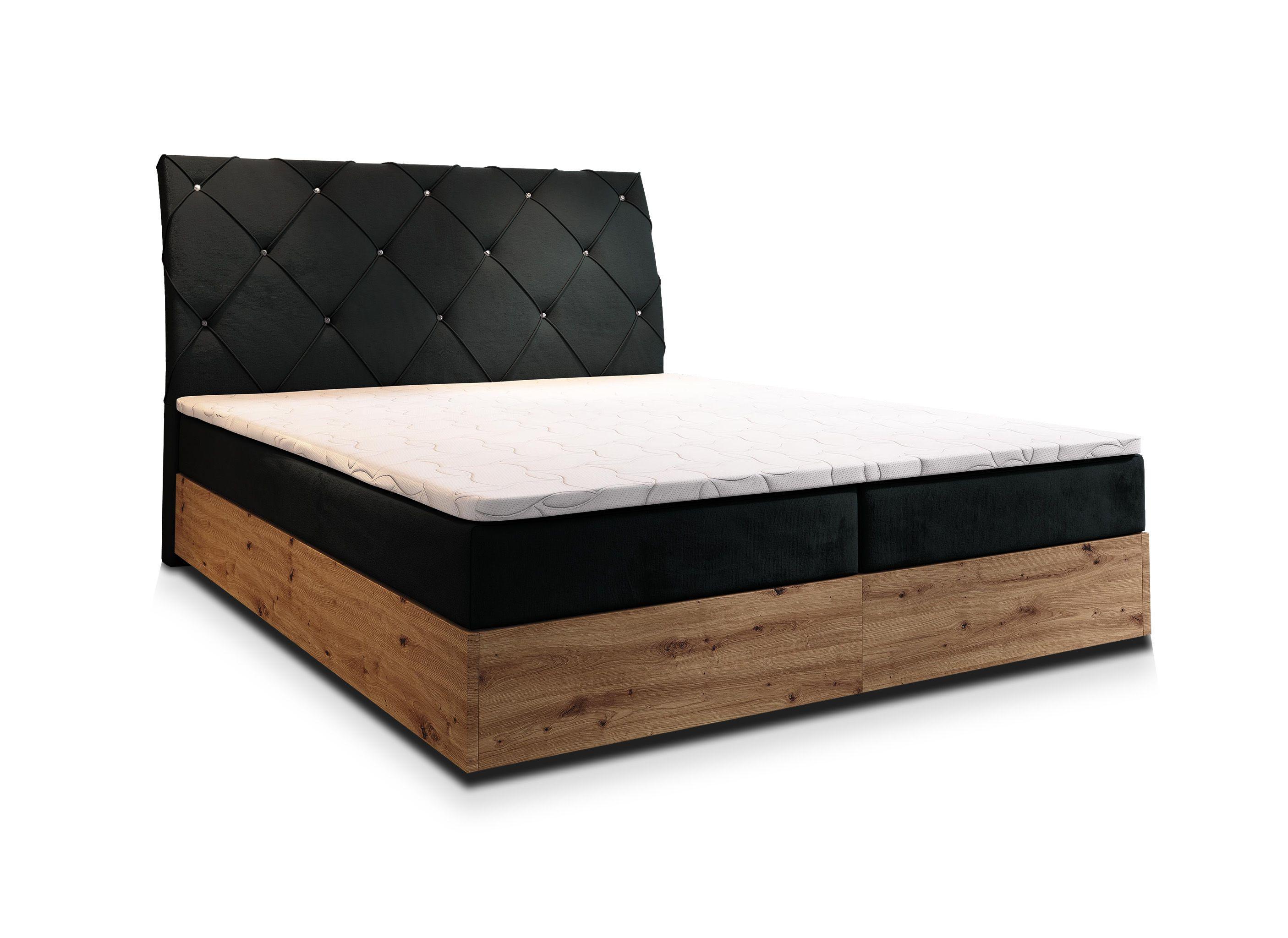 Wohnli Möbelsuche - BOXBETT VELLANO 160x200 cm mit Matratze und Topper - Schwarz