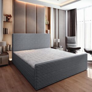 wohnli-moebel-suche-800000953416-1 BOXBETT BRENTO 140x200 cm mit Matratze und Topper - Grau Holz MASSENO Möbel > Betten > Boxspringbetten Grau