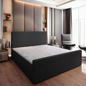 wohnli-moebel-suche-800000953444-1 BOXBETT BRENTO 140x200 cm mit Matratze und Topper - Schwarz Holz MASSENO Möbel > Betten > Boxspringbetten Schwarz