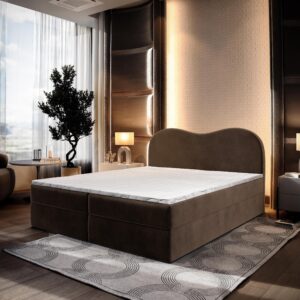 wohnli-moebel-suche-800000953457-1 BOXBETT FLUVIA M 140x200 cm mit Matratze und Topper - Braun Holz MASSENO Möbel > Betten > Boxspringbetten Braun