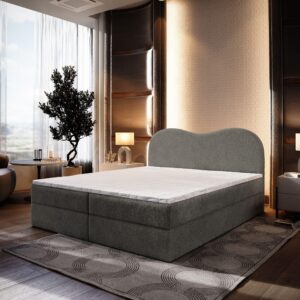 wohnli-moebel-suche-800000953480-1 BOXBETT FLUVIA N 140x200 cm mit Matratze und Topper - Grau Holz MASSENO Möbel > Betten > Boxspringbetten Grau