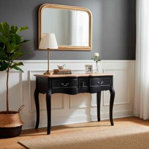 wohnli-moebel-suche-800000957579-1 EMPFANGSTISCH aus lackiertem Holz mit 3 Schubladen 115x50x80h cm - Schwarz Holz Wanderlust Möbel > Kommoden & Schubladenschränke > Konsolentische Schwarz