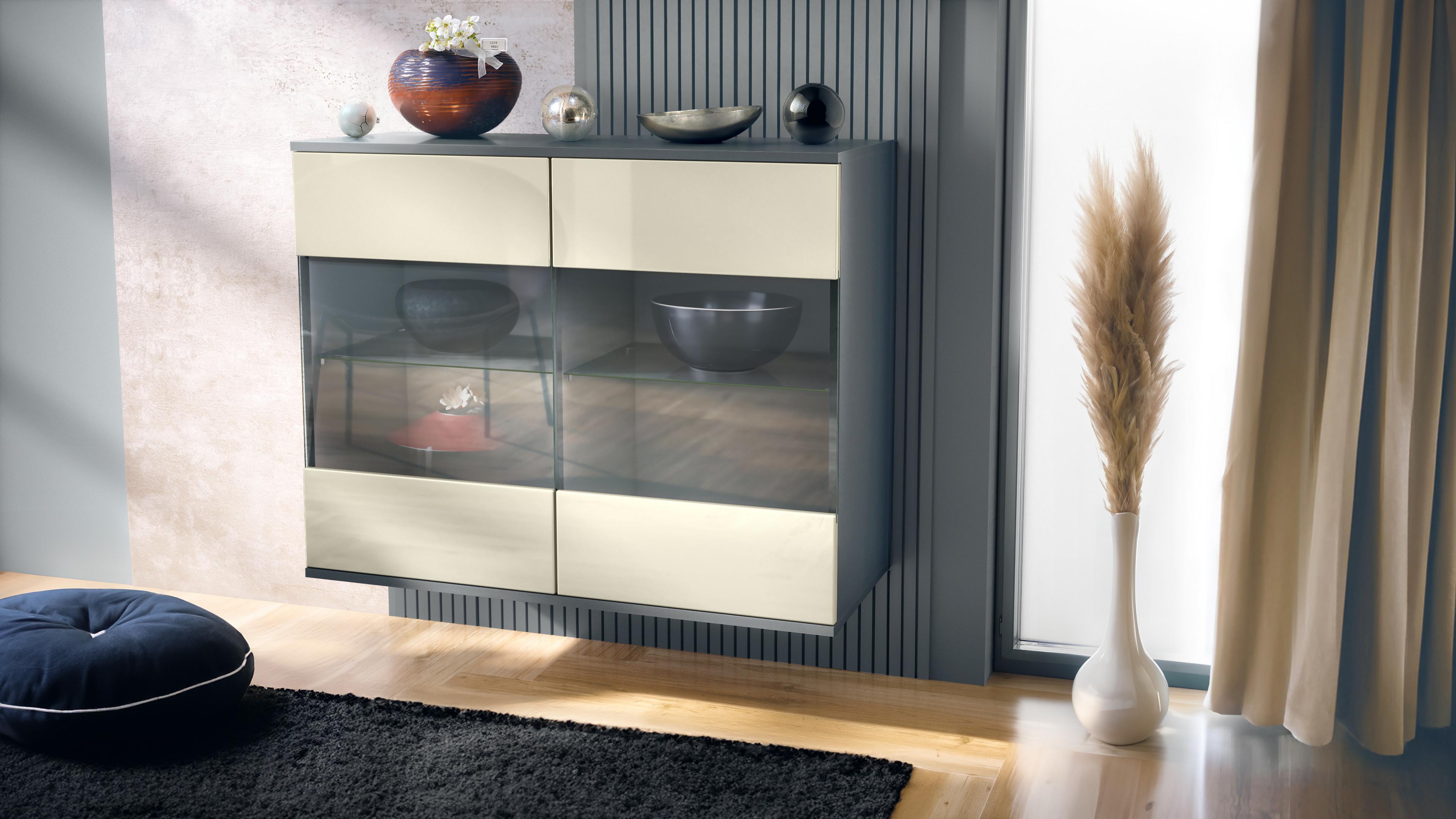 KOMMODE Bari Creme Hochglanz Holzwerkstoff Vladon Möbel > Kommoden & Schubladenschränke > Kommoden Weiß